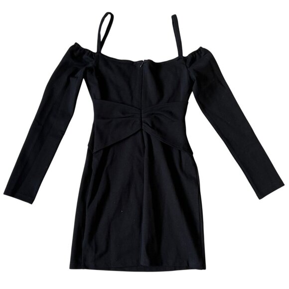 Oliveaceous Black Off-Shoulder Long Sleeve Sexy Midriff Cutout Mini Dress S NWT - Picture 8 of 8